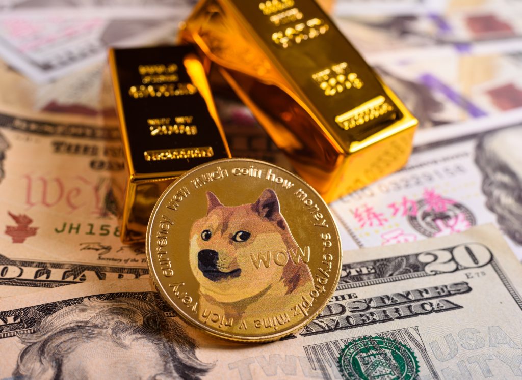 Image of a coin with a dogecoin printing.