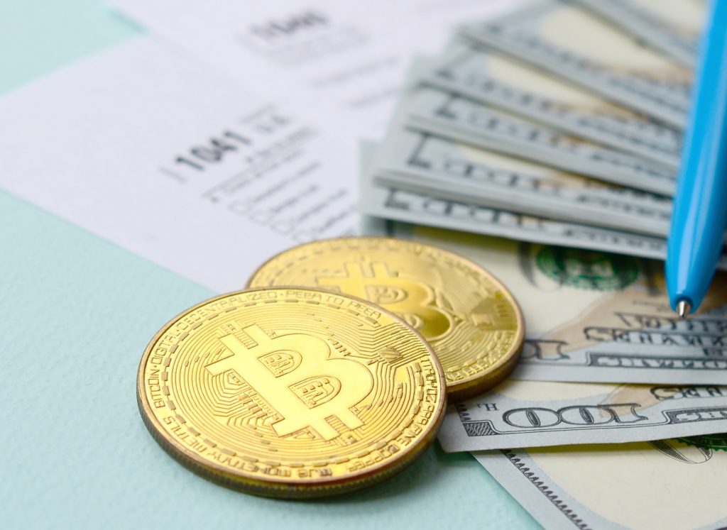 Image of Bitcoin coins on a table